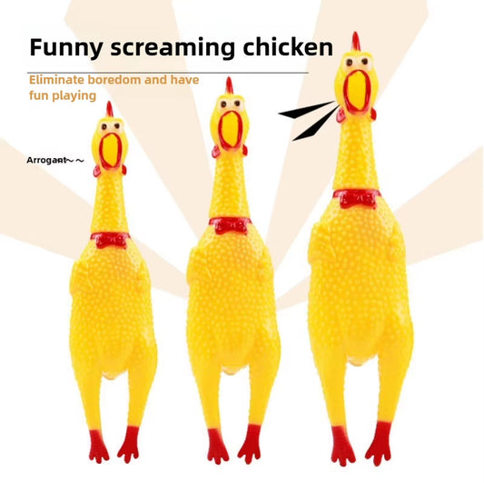 Squeaky Screaming Chicken Pet Toy Funny Molar Chew Rubber Toy Small Large Dogpet Squeaker Chew Toys Funny Chicken Puppy1Pcs