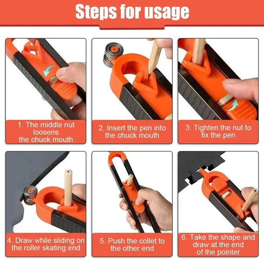 Profile Scribing Ruler Irregular Contour Gauge with Lock Adjustable Locking Precise Woodworking Measuring Gauge Measurement Tool