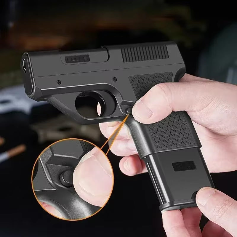 2024 New Clip Gun Type Butane Gas Lighter Three Capacity Cigarette Holder Windproof Jet Blue Flame Lighters Men'S Gifts (NO GAS)