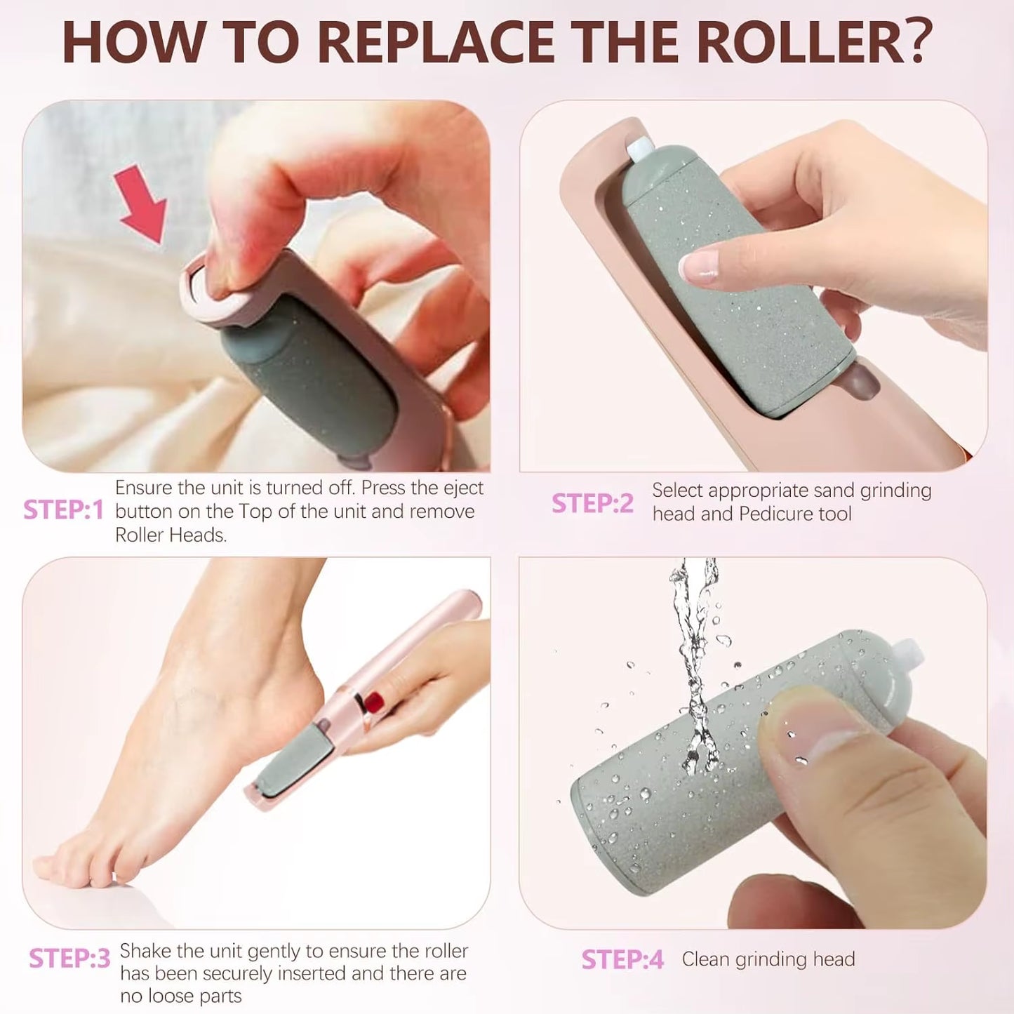 8Pcs Dull Polish Foot Care Tool Heads Hard Skin Remover Refills Replacement Rollers for Heel File Feet Care Tool