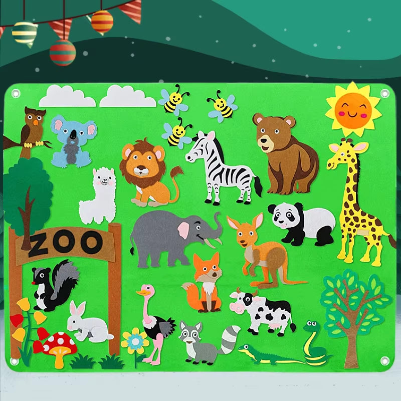 Farm Animals Felt Story Board Farmhouse Storybook Wall Hanging Decor Montessori Early Learning Interactive Puzzle Toys Kids Gift