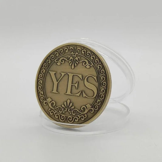 Bronze Yes or No Commemorative Coin Souvenir Non-Currency Coins Game Novelty YES NO Letter Challenge Coins Decision Maker