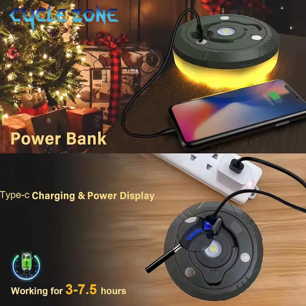 LED Camping Lamp with Reel Strip Light Atmosphere Lights 10M Recyclable Light Belt Outdoor Garden Decoration Lamp for Tent Room